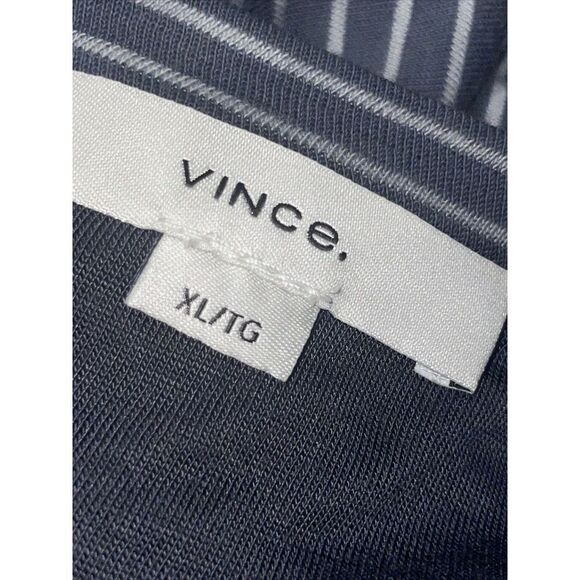 Vince Classic Stripe Side Tie Dress X-LARGE XL Short Sleeve Gray White MSRP $225 - Picture 4 of 5